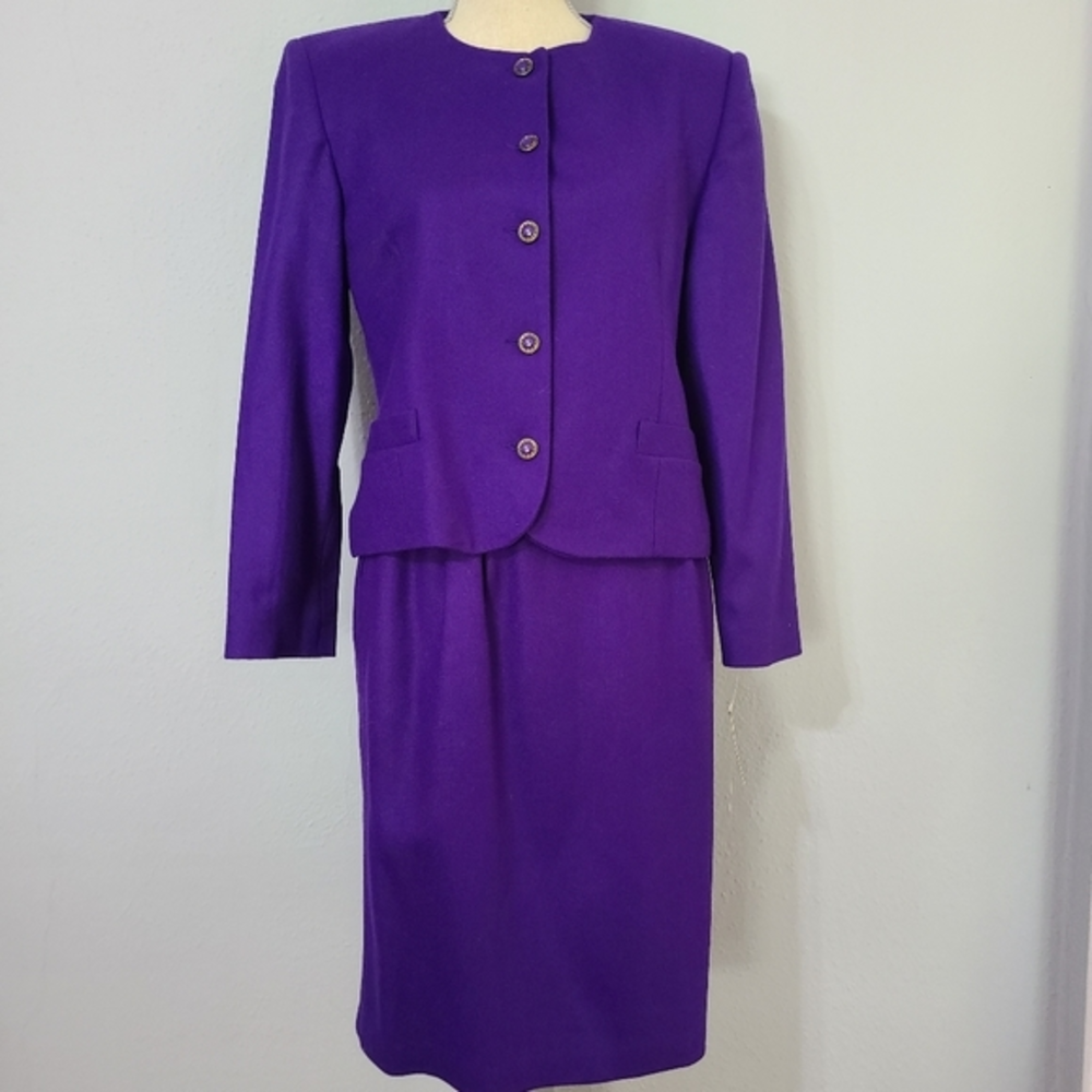 Vintage Purple Wool Two Piece‎ Suit Petites by Fundamental Things